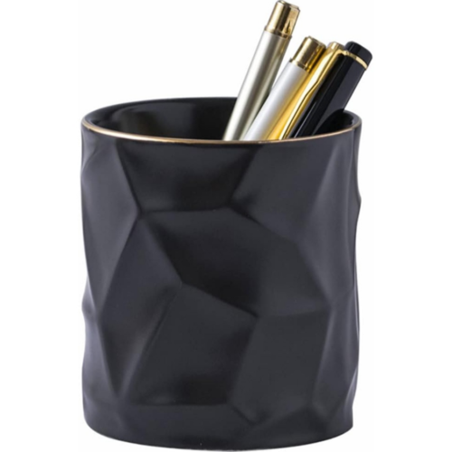 Irregular round ceramic pen holder