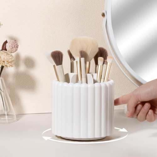 360-degree rotating makeup brush holder