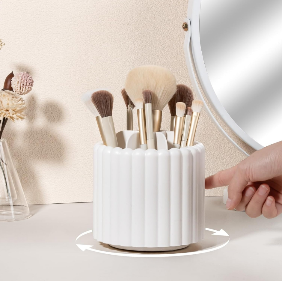 360-degree rotating makeup brush holder