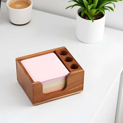 Acacia wood memo note holder
