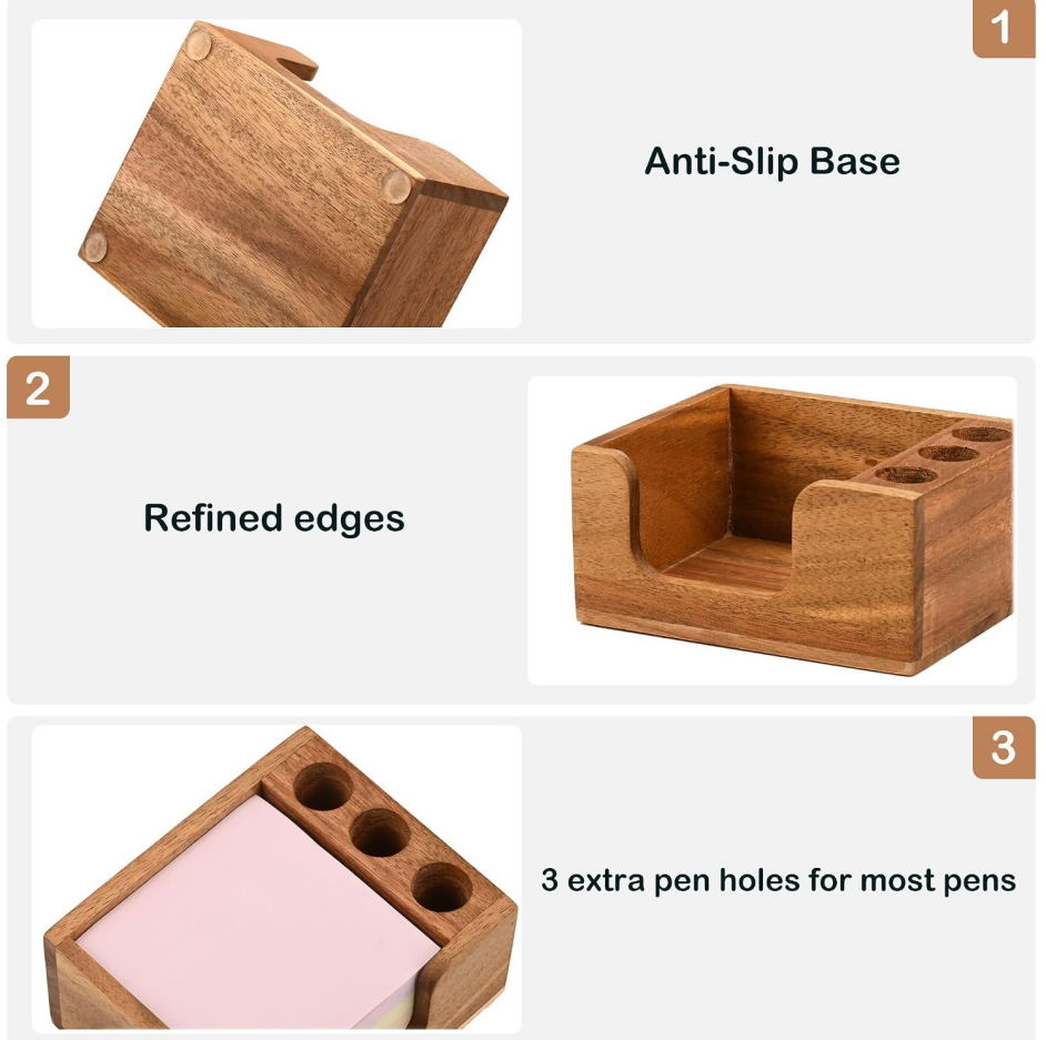 Acacia wood memo note holder - Image 3