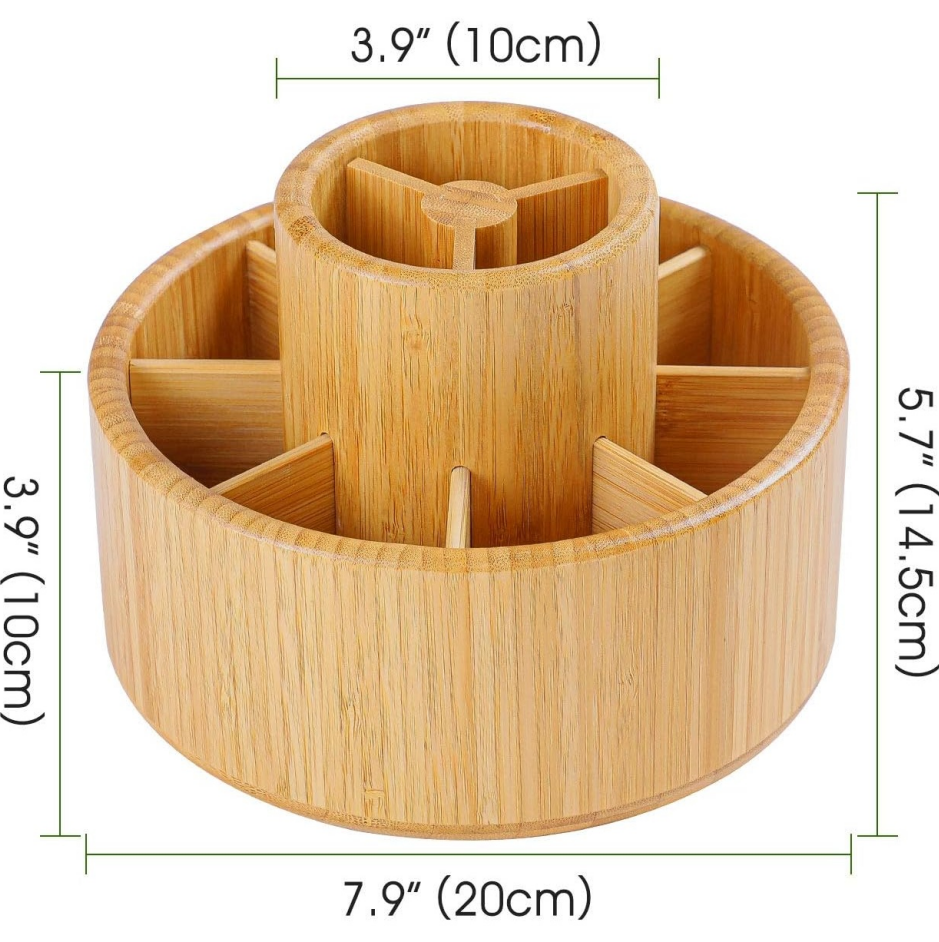 Rotating bamboo desktop organizer - Image 2