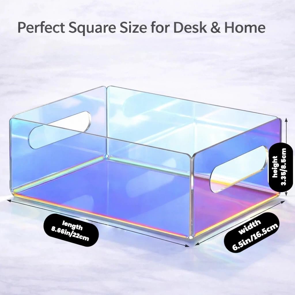 Iridescent Acrylic Square Document Organizer Tray - Image 2