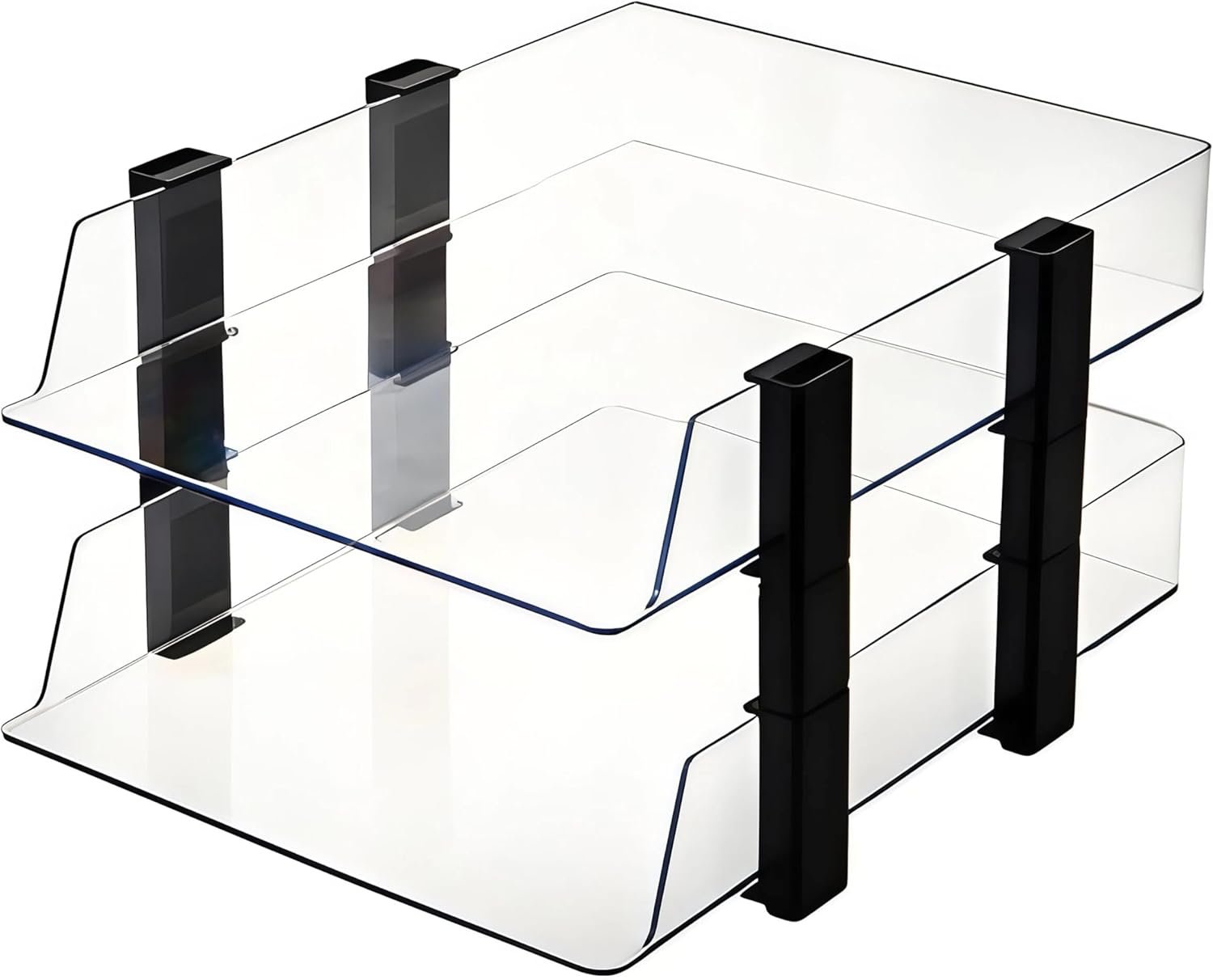 Transparent 2-Tier Stackable Document Tray Organizer