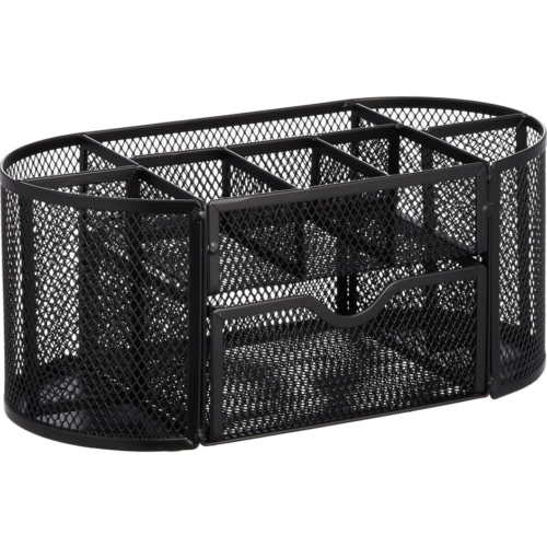 Black metal mesh desktop organizer