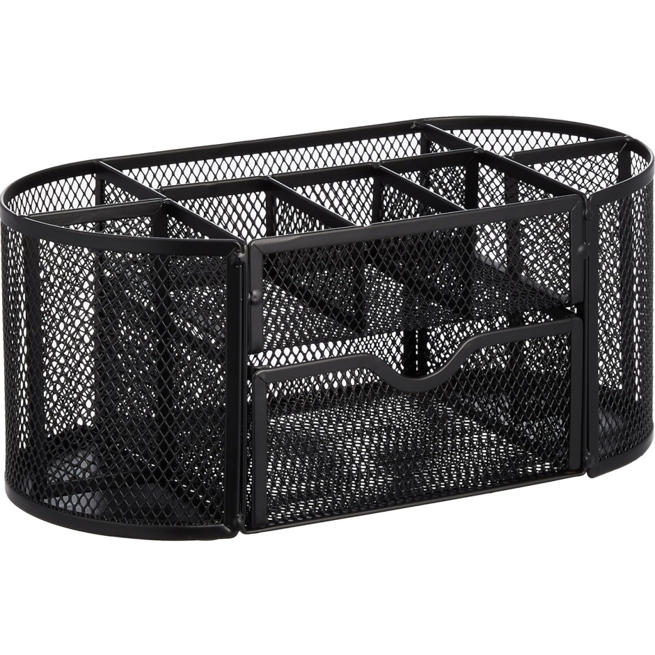 Black metal mesh desktop organizer