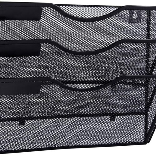 3-Slot Metal Mesh Wall-Mounted Document Organizer