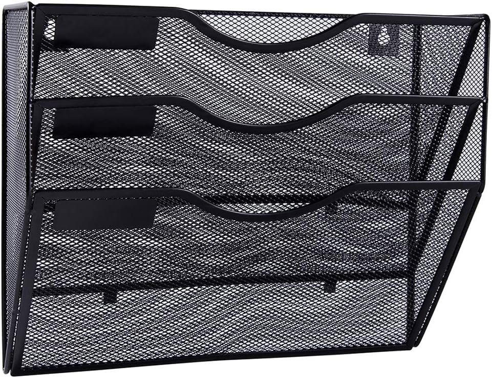 3-Slot Metal Mesh Wall-Mounted Document Organizer