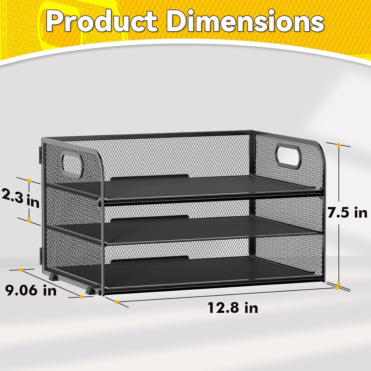 3-Tier Document Organizer Tray with Handles - Image 2
